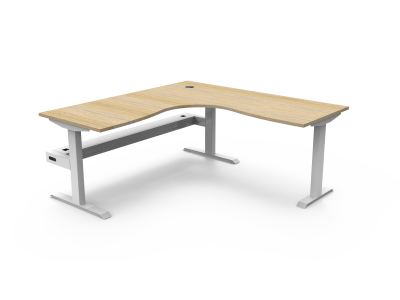 Boost Static Corner Workstation With Cable Tray - 1800mm x 1500mm x 750mm