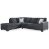 Bendigo LHF Chaise With Sofa Bed - Slate